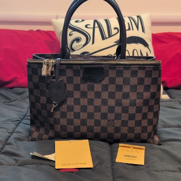 Louis Vuitton Handbags - Louis Vuitton Damier Ebene Checker Canvas Satchel in Brown and Dark Brown